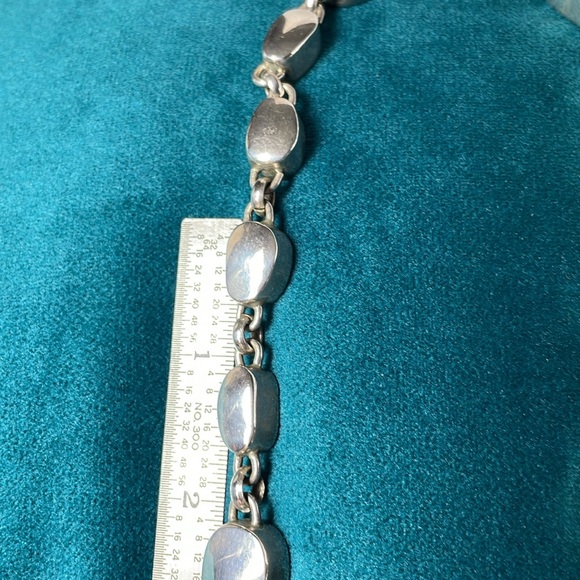 Graduated flat bead, chunky sterling silver necklace. - Picture 9 of 9